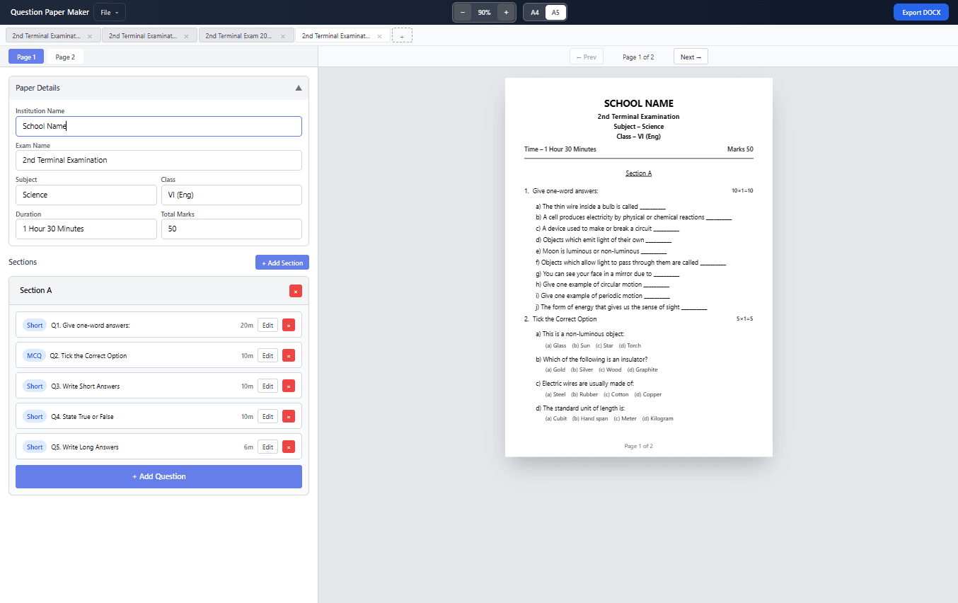 Question Paper Maker